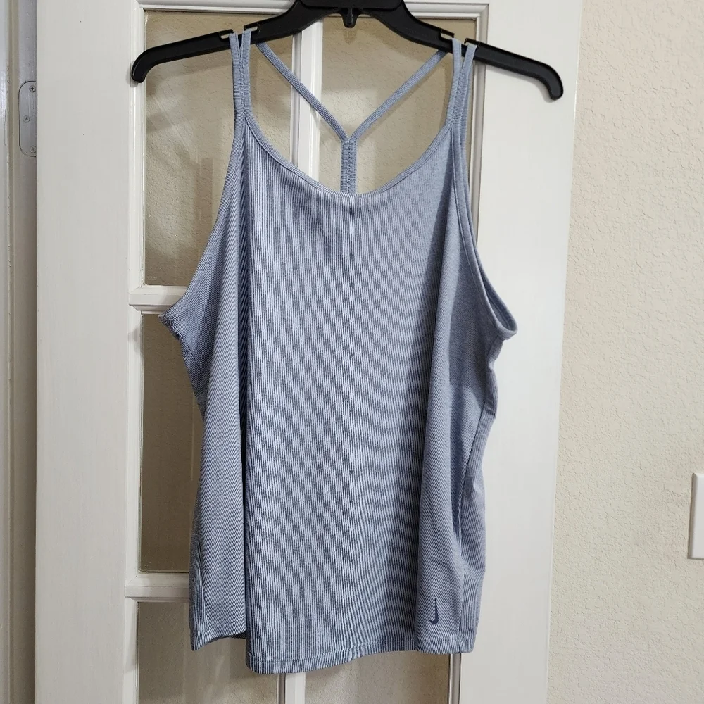 Nike Dri-FIT Women’s Athletic Tank Top Blue Stripe Triple Strap Back Size XL